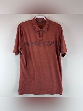 Travis Mathew Maple Brown Chest Stripe The Heater Golf Golfing Polo Shirt Large